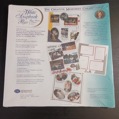 Creative Memories 12 x12 WHITE RCM-12S Scrapbook Pages 1999 SEALED Made in USA