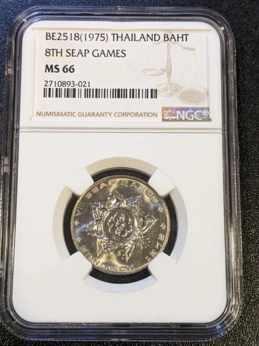 BE 2518 MS66 Thailand Baht NGC UNC SEAP Games 1975 Rama IX