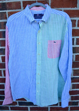 Vineyard Vines Men's Large Classic Fit Tucker Shirt Linen Striped Multicolor