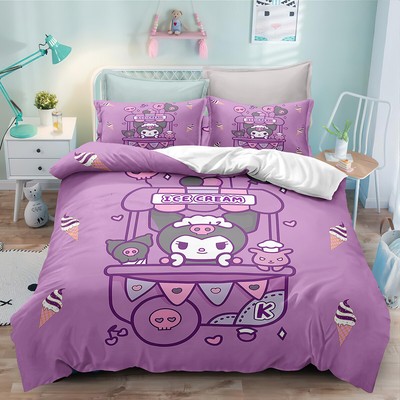Kuromi Bettwäsche Set mit Benutzerdefinierter Namen Kissenbezüge80x80 Geschenk03