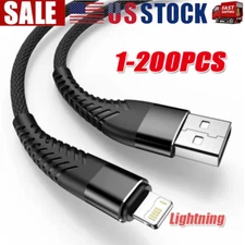Braided Fast Charger Cable Heavy Duty USB lot Cord For iPhone 14 13 12 11 X XR 8