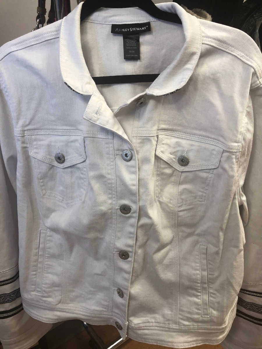 Ashley Stewart Size 18 20 hooded white linen jacket