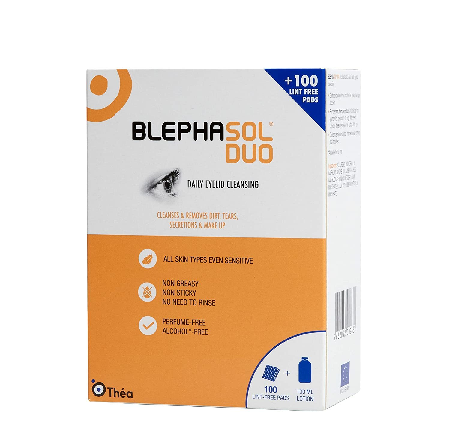 Blephasol Sensitive Eyelids Eye Cleaning Lotion Make up remover 100ml & 100 pads