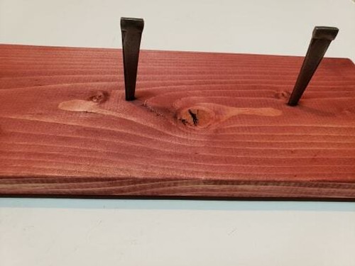 36" Long Vintage Looking Hanging Drying / Peg Rack Barn Red Stained & Huge Nails - Picture 5 of 7
