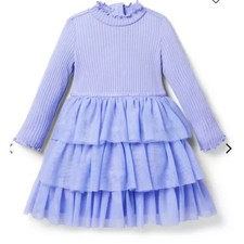 Janie and Jack Purple Tiered Tulle Dress Girls 4 NEW w/ Tags Ribbed Long Sleeve