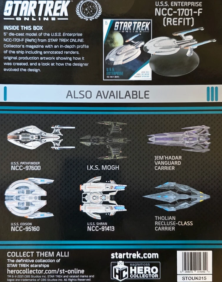 Eaglemoss Enterprise F Reacondicionado Star Trek Online Nuevo En Caja Sellado Nunca Abierto Foto 2 de 3