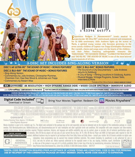 The Sound of Music (60th Anniversary) [New 4K UHD Blu-ray] With Blu-Ray ...
