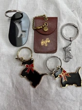 lot of 5 old and older assorted SCOTTIE SCOTTY key rings-metal leather & acrylic