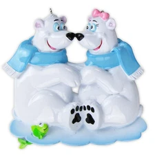 Polar Bear Family of 2 3 4 5 6 Personalized  Christmas Ornament