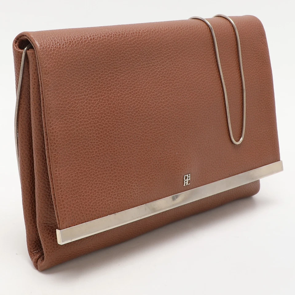 CH Carolina Herrera Brown Leather Chain Clutch - Image 3 of 4