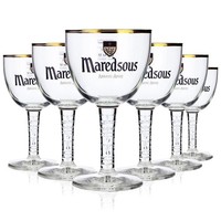 6X Maredsous Bier Abbaya Glas GläSer BiergläSer 0,25L Pokal Goldrand