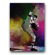 Warren Spahn #30 Art Card Limited 18/50 Edward Vela Signed (Milwaukee Braves)
