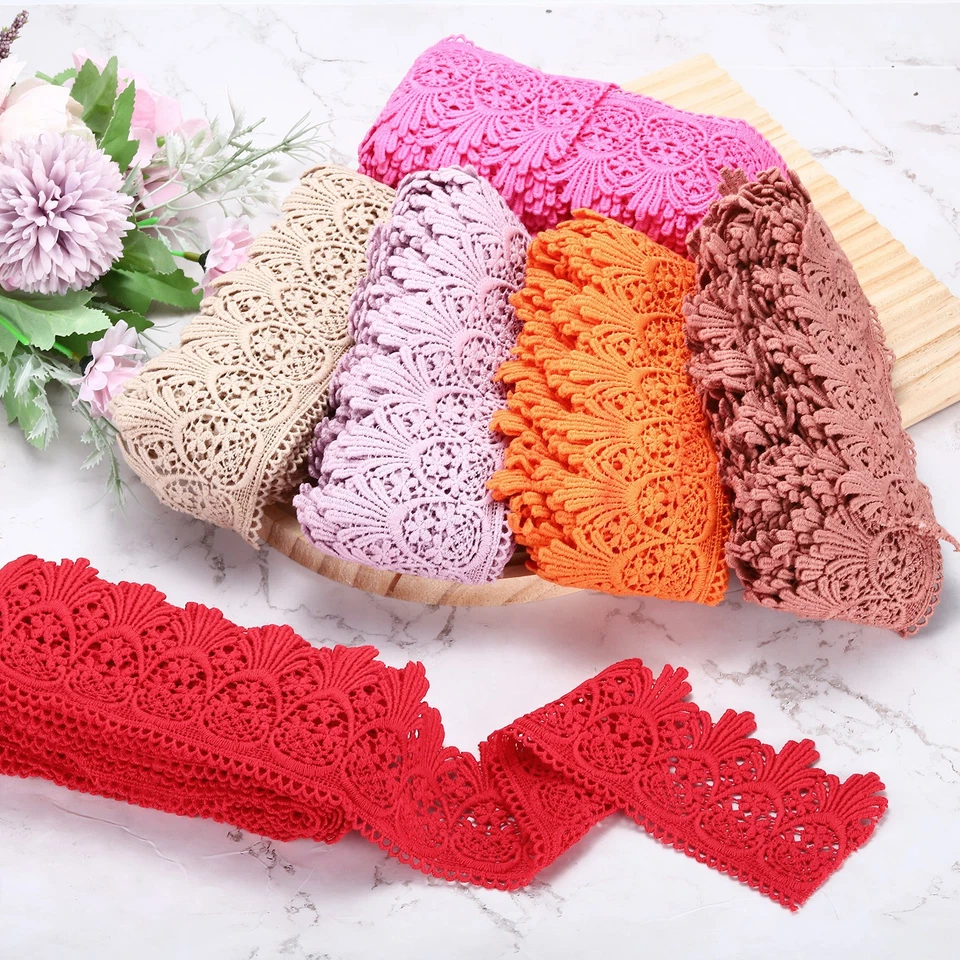 Cotton Lace Trim Vintage Crochet 3inch x 9yard White Lace Edge Ribbon - image 4 of 4