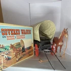 Vintage Marx Johnny West Covered Wagon, Horse Harness With Box &Instructions