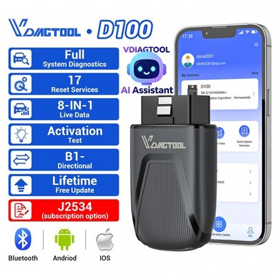2026 VDIAGTOOL D100 OBD2 Scanner Code Reader Auto-Diagnose-Tools FCA Active Test
