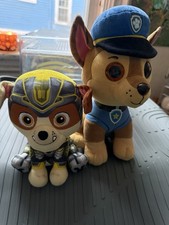 Paw Patrol Plush Lot Chase TY 10   Rubble Spin Master 7  Stuffed Dogs