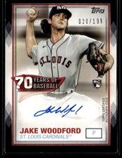 2021 Topps 70 Years of Baseball Autographs Black Jake Woodford RC Auto 020/199