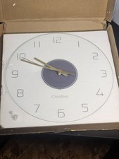 Creative Round Hanging Wall Clock, Analog, White/Purple