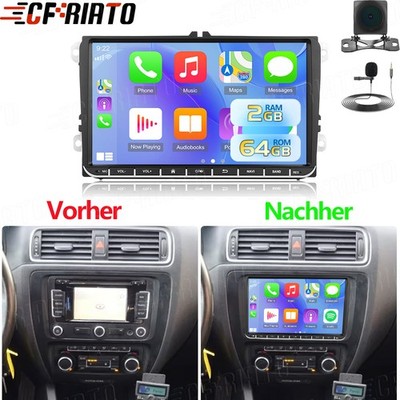 9'' 2+64GB Android 15 Apple Carplay Autoradio für VW Jetta GPS Navi RDS + Kamera