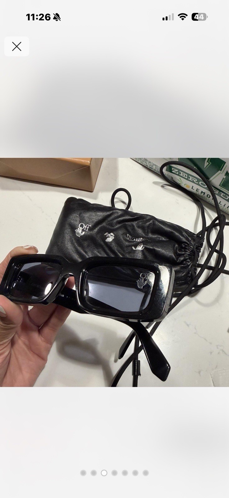 Off-White Arthur Rectangle Designer Sunglasses Bl… - image 3