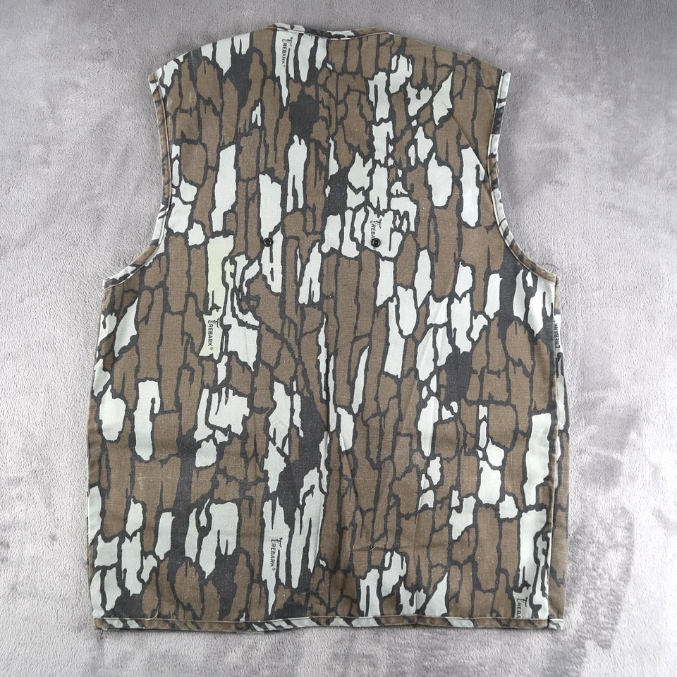 Vintage 80s Blue Bill By Redhead Trebark Camo Button Vest L Hunting Outdoor - Image 2 of 4