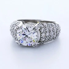 Engagement Ring 14K White Gold Under Halo 4.38 CT Round Lab-Grown Diamond E SI1