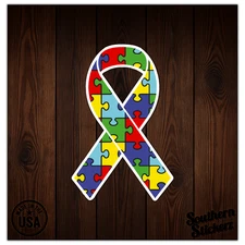 Autism Ribbon Puzzle - Vinyl Decal Sticker - Car Window Laptop - ebn7746