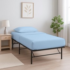 4 Piece Cot Sheets Set 25" X 75" with 6 Inch Deep Pocket Light Blue Solid, 10...