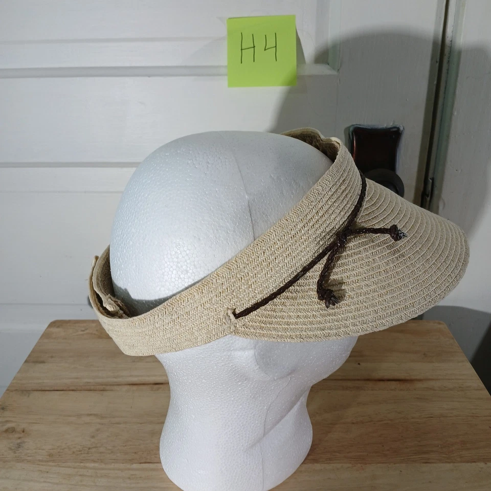 Nine West Straw Visor Hat Brown Braided Detail Summer Beach Vacation Style - Image 2 of 4