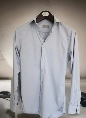 Perry Ellis Portfolio Men's Slim-Fit Light Blue Dress Shirt Size 14 1/2, 32/33