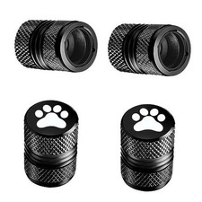 Tire Valve Stem Caps - 4 Pack Anti-corrosion Premium Anodized Dog Cat Paw Black