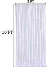 1 Panel White Fabric Photography Photo Backdrop 10' x 5' Curtain With Rod Pocket