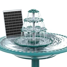 3 Tiered Solar-Powered Water Fountain, 6.5W with 1200mAh Battery DIY Outdoor...