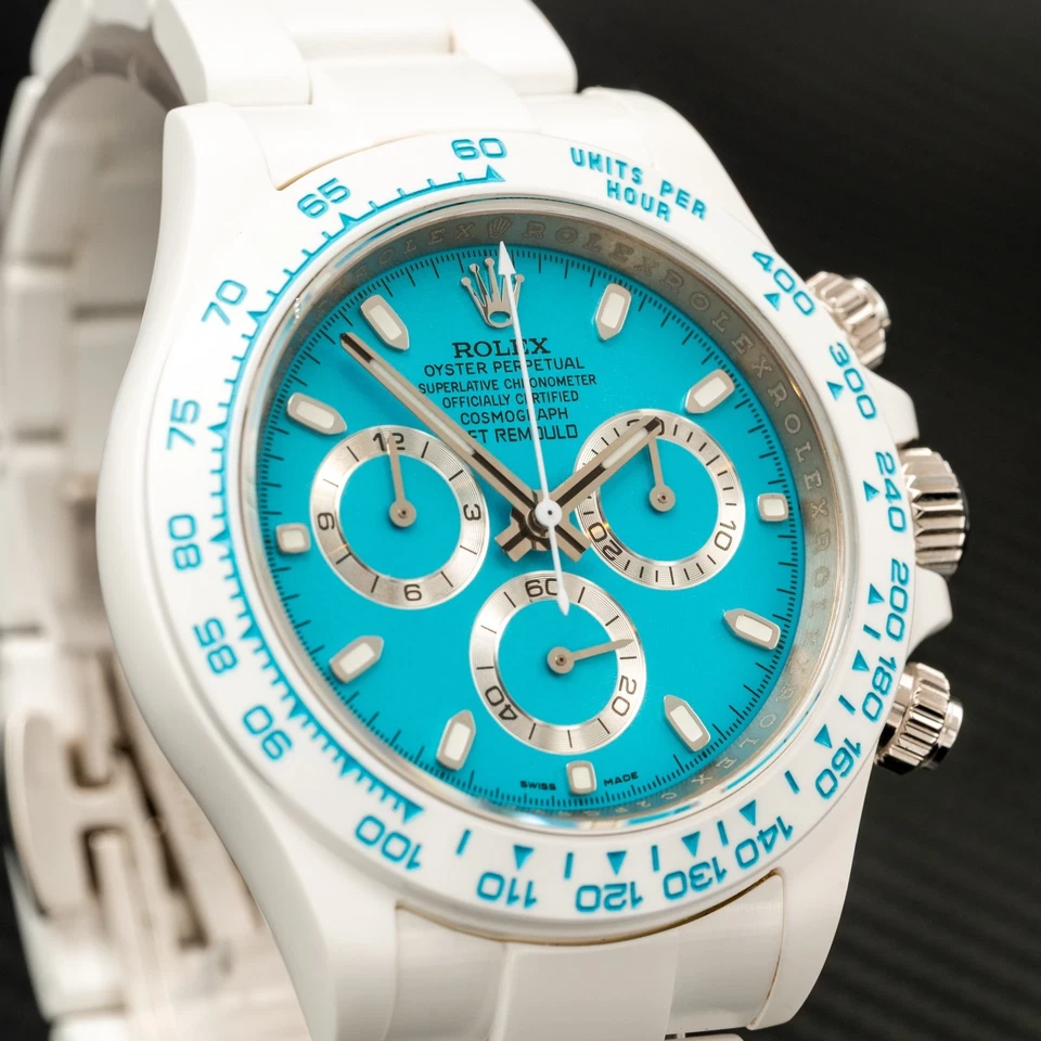 ROLEX Daytona Abu Dhabi Blanco Cerámica Azul por AET Remould Foto 4 de 4