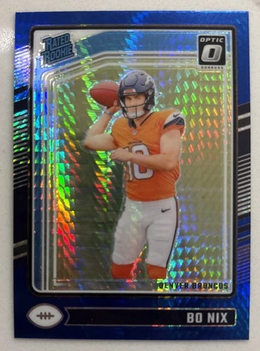 2024 Panini Donruss Optic - Rated Rookie Bo Nix #209 Blue Hyper Prizm (RC)