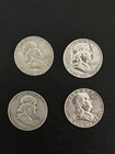 Lot (4) 90% Silver Ben Franklin Half Dollars-1951, 52, 53, 62