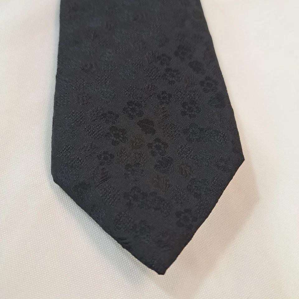 Corbata floral negra Kris Van Assche para hombre en punta ajustable atada clásica formal Foto 2 de 4