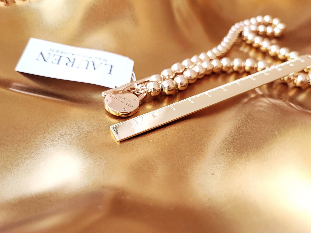 Ralph Lauren ロゴ フロント ネックレス Logo Frontal Necklace 🍉🍉 Summer🍉🍉✨ Lauren Ralph Lauren Beaded Logo Padlock