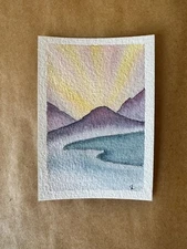 ACEO original artist trading cards watercolor landscape winter snow nature art