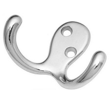 Small 2" Polished Chrome DOUBLE Coat Robe Bath Utility Hook, Hickory P27115-CH