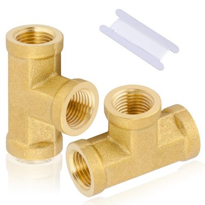2pcs 1/8'' Brass Tee Fittings 1/8'' NPT Female Pipe to 1/8'' NPT Female Pipe to ...