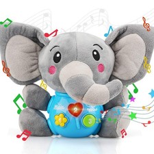 Plush Elephant Musical Toy Light Up 0-36 Months - Soft Educational Baby Gift