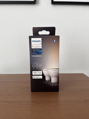 Phillips Hue Smart 60W GU10 LED Bulb 2 pack - White Ambiance | New