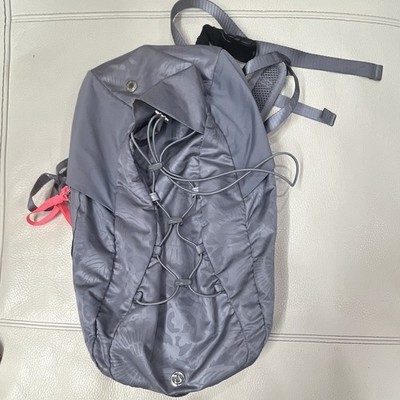 lululemon Fast & Free Backpack 10L Gray/Pink Nylon Zip Hydration Compatible