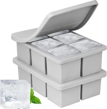 Large Silicone Ice Cube Tray Set for Whiskey and Cocktails, 2-Inch Molds