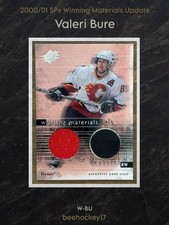 2000-01 Valeri Bure SPx Winning Materials Dual Jersey Puck Calgary Flames Rare