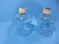 Clear Glass Peg Votive Candle Holders with Optic Swirl 3.5" Tall Set of 2