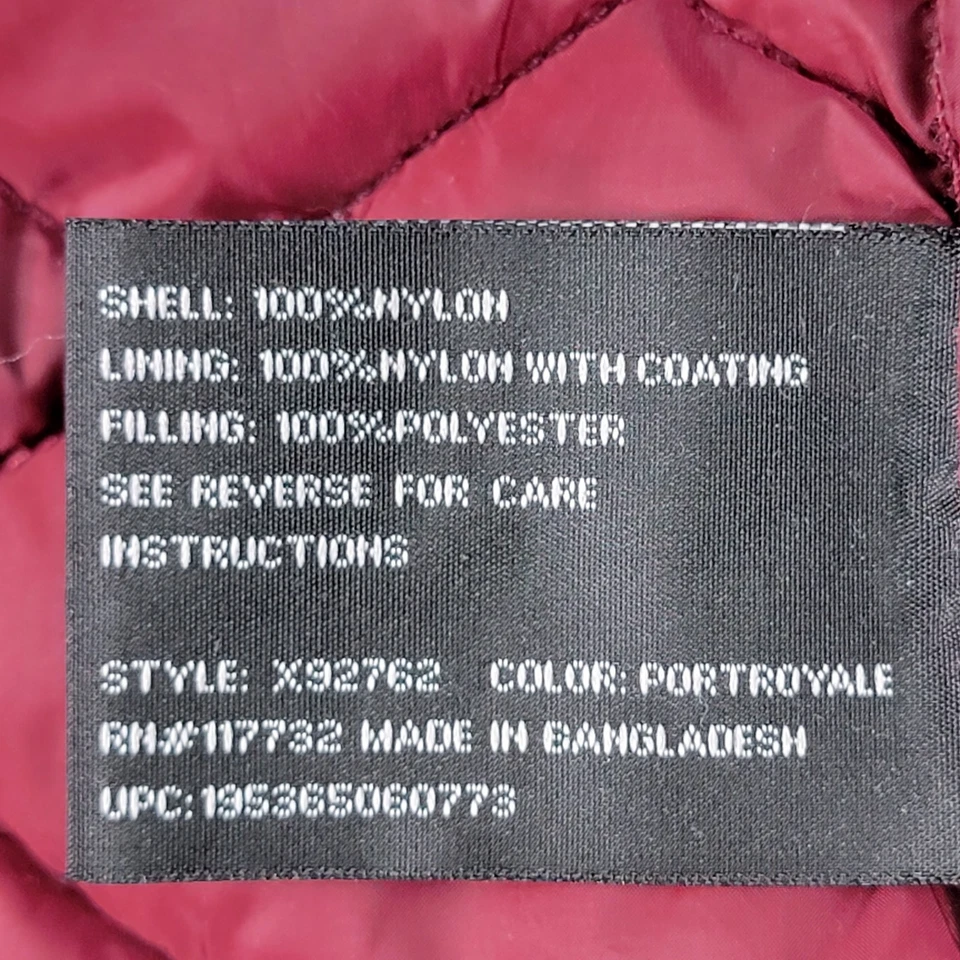 Chaleco acolchado ZeroXPosur para mujer talla grande borgoña acolchado bolsillos con cremallera cálido Foto 4 de 4