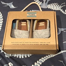 Toms Classic Tiny Alpargata Toddler 4 Slip On Shoes Grey Jersey Canvas Comfort