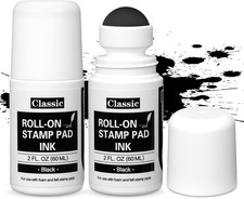 2 Pack Black Roll-On Stamp Pad Ink Refill 2 Oz Roll-On Ink